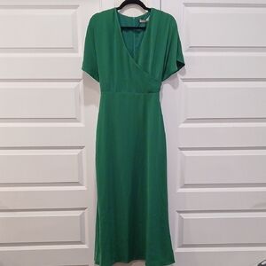 New Paisie Green Bell Sleeve Maxi Dress Zipper Back Size 10
